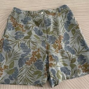 Susan Bristol Vintage Linen Shorts Green and Blue Casuals